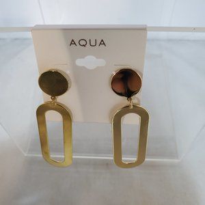 Aqua gold statement dangle earring